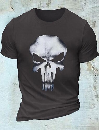  Teschi Halloween Nero Grigio scuro maglietta Per uomo Grafico 100% cotone Camicia Sportivo Classico Camicia Manica corta Maglietta comoda Estate Primavera Abbigliamento di stilista S M L XL XXL