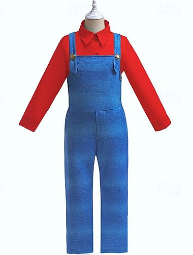  Super Bros Klempner Kostüm Overall Cosplay Film Cosplay for Jungen Kinder Karneval Leistung Party