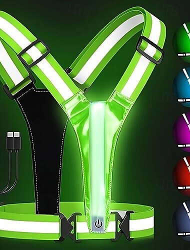  1 chaleco reflectante LED para correr, luz de alta visibilidad, iluminación recargable y ajustable para caminar, correr y andar en bicicleta de forma segura, diseño duradero y cómodo