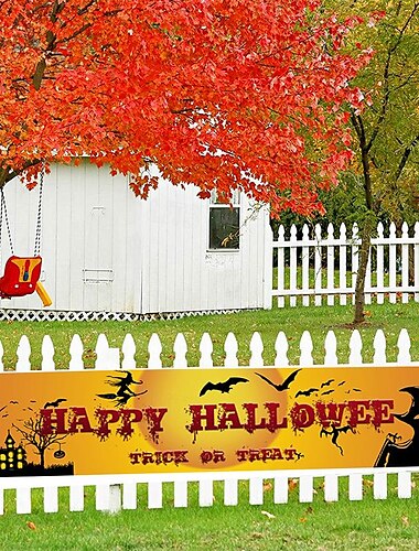  Halloween-Banner-Dekoration, Outdoor-Banner, Hängebanner, Haustür, Veranda, Innenhof, Innenwanddekoration, Halloween-Party, Willkommensschild