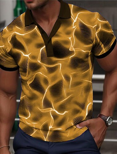  Herren Grafik Poloshirts Golfshirt Kurzarm Polo-Shirts Hemden mit Kragen Urlaubskleidung Rave-Kleidung Party-Outfits Knöpfe 3D-Druck Frühling & Sommer Blau Orange Grün