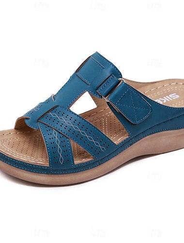  schwarze Damen-Sandalen zum Hineinschlüpfen mit Cut-Out-Design und bequemer Sohle für den Sommer und die Freizeit