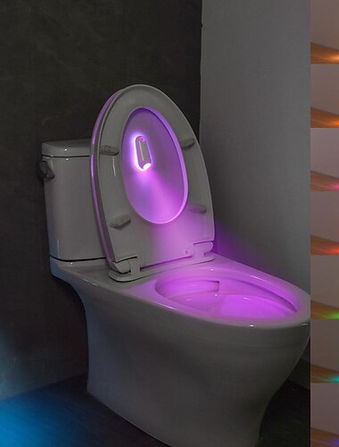  Luz nocturna con sensor de movimiento por infrarrojos RGB, luz nocturna LED recargable para inodoro, luz de paso de encendido/apagado automático para cocina, dormitorio, sala de estar, pasillo, baño