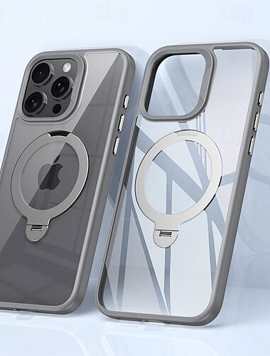  Handy Hülle Handyhüllen Für iPhone 16 iPhone 15 Pro Max Plus iPhone 14 13 12 Pro Max Plus Rückseite mit Halterung Transparent Stoßresistent TPU Metall