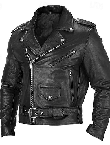  Voor heren Jas van imitatieleer Overgangsjack Jas Bikerjack Dagelijks Outdoorkleding Winddicht Zak Lente & Herfst Effen Punk Casual Revers Normaal Zwart Wijn blauw Bruin Jacks