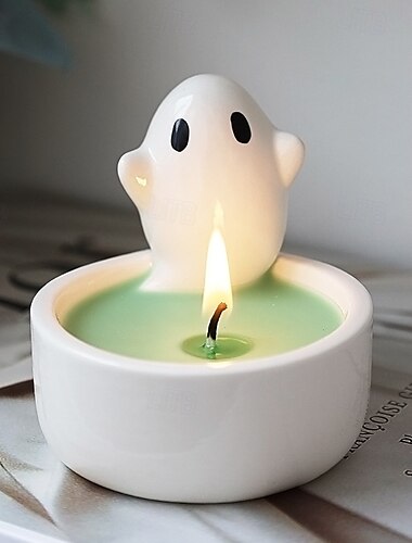  Bougeoir fantôme en céramique, décoration d'Halloween, joli bougeoir d'aromathérapie, inspiré des Ins, cadeau d'Halloween parfait (bougeoir uniquement, bougie non incluse)