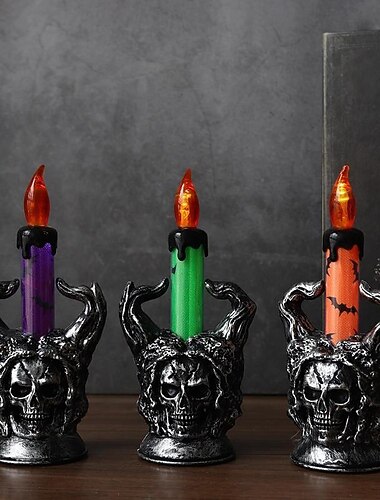  1 st spooky halloween led-schedelkaarslicht, decoratief horrorlicht op batterijen voor feesten en evenementen halloween-decoraties