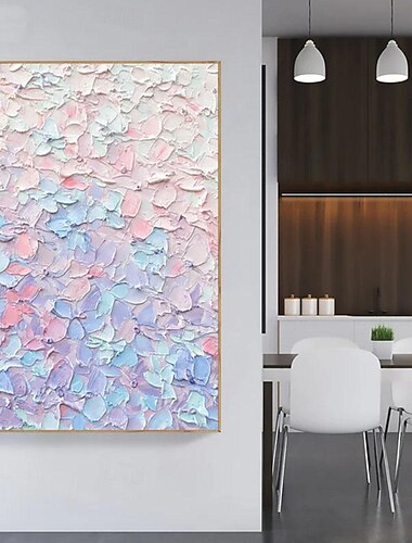  Arte de pared extra grande pintado a mano en colores vivos, pintura al óleo abstracta texturizada sobre lienzo, trazos gruesos, pintura moderna para sala de estar sin marco