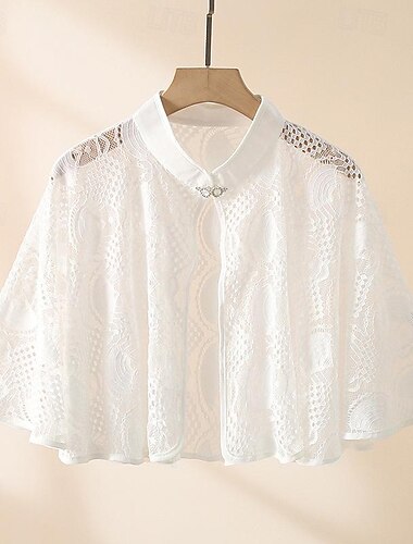  Wickeltücher für Frauen Elegant Vintage Ärmellos Polyester Hochzeit Schals Mit Spitze Für Hochzeit Sommer