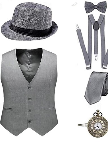  Retrò Vintage Anni 1920 Abiti Gilet Set di accessori Il grande Gatsby Gentiluomo Per uomo Feste Festa & Sera Addio al Nubilato Adulti Cravatta Top Cappello Tutte le stagioni