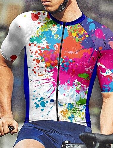  Per uomo Maglia da ciclismo Manica corta Bicicletta Maglietta Maglietta / Maglia con 3 tasche posteriori Ciclismo da montagna Traspirante Asciugatura rapida Design anatomico Ad alta capillarità