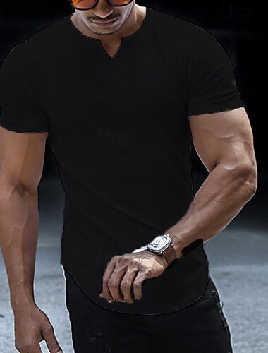  Homens Camiseta Manga Curta Decote V Verão Tecido Moda Clássico Confortável Em V Rua Casual Esportes Preto Branco Azul Marinho Escuro Top Tee para Homens