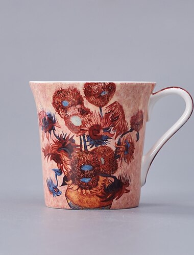  Van Gogh-Tasse aus Knochenporzellan – kreative und künstlerische Kaffeetasse aus Keramik mit berühmtem Ölgemälde-Design – einzigartige Porzellantasse in Geschenkbox für den Heimgebrauch