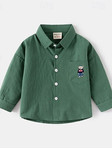  Jungen 3D Bär Hemden Langarm Sommer Frühling Mode Basic Kleine Kinder (4-7 Jahre) 4-12 Jahre Kargen Outdoor Lässig Täglich Normale Passform