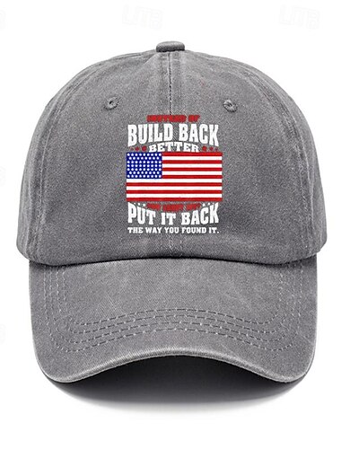  Bărbați Șapcă de baseball Palarie de soare Căciulă de camioner Negru Bleumarin 100% bumbac Imprimeu Modă Casual Stradă Zilnic Scrisă Drapelul SUA american Ajustabile Cremă Cu Protecție Solar