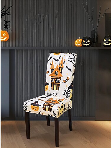  Halloween schedelpatroon eetkamerstoelhoes festivaltafeldecoratie aankleedaccessoires voor decoratie
