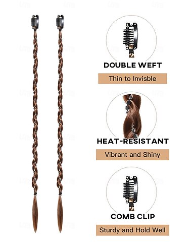  Straight kinky Straight Synthetic Hair 20 inch Hair Extension Clip In / On 2pcs Smooth Women's