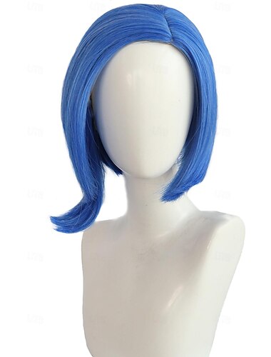  Peruca Azul Triste para Meninas Peruca Azul de Anime Peruca Sintética Resistente ao Calor para Fantasia Festa (Apenas Perucas) Halloween