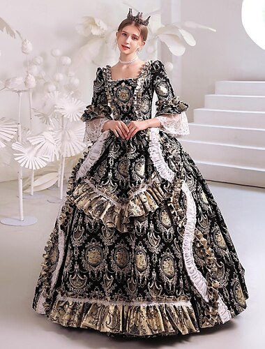  Gotico Vittoriano Ispirato al vintage Vestito Costume da festa Abito da Ballo Principessa Shakespeare Tinta unica Abito da ballo Per donna Reale Halloween Carnevale San Valentino Feste Festa serale