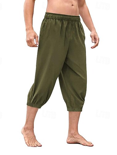  Retro Antiguo Medieval Renacimiento pantalones piratas Feria del Renacimiento caballero celta Ranger Color sólido Hombre Pirata Fantasía Víspera de Todos los Santos Carnaval Mascarada Rendimiento