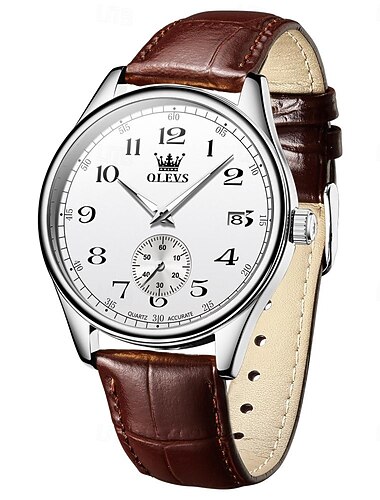  OLEVS Hommes Montres à quartz Minimaliste Mode Montre Bracelet Lumineux Calendrier IMPERMÉABLE Décoration Cuir Suivre