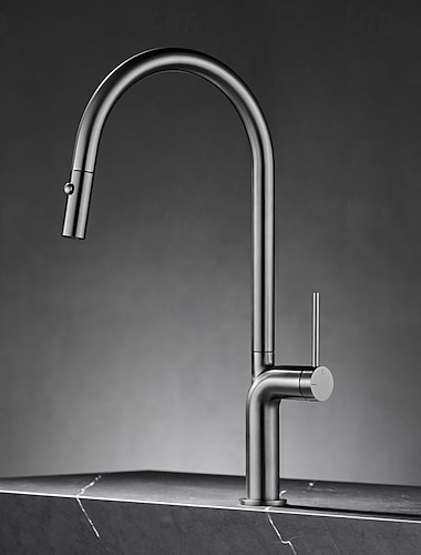  Keuken Kraan - Enkele handgreep, één gat Chroom / Nikkel Geborsteld / Galvanisch verzilveren Pull-out / Pull-down / Standaard uitloop / Hoge / hoge boog Middenset Modern eigentijds Kitchen Taps