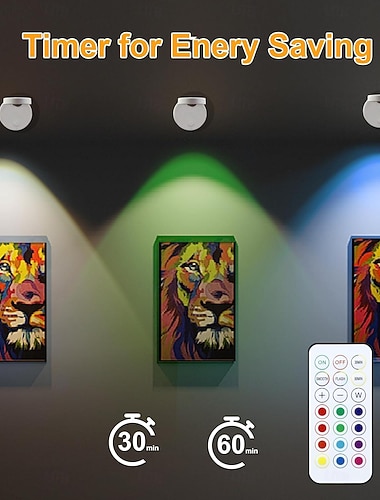  Bildlich Lichter USB wiederaufladbare Mallicht 13 Farben drahtlose Fernbedienung dimmbar Timer Farbwechsel Mini Innen-Spotlight Kunstgalerie Wohnzimmer Bilderrahmen-Dekoration 1/2 Stück für Halloween