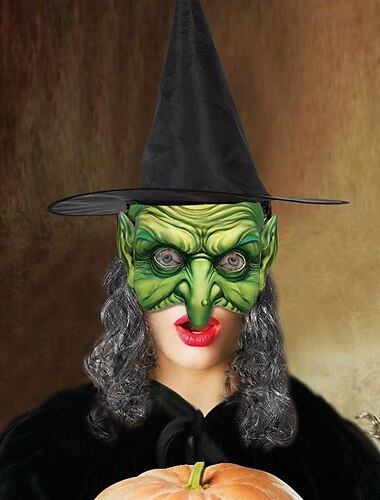  Hexenkostüm Zubehör Sets Hut Maske Erwachsene Frauen gruseliges Kostüm Halloween Karneval einfache Karnevalskostüme für Walpurgisnacht