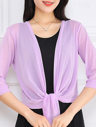  Sjalar till damer Elegant damer Halvlång ärm Polyester Brudsjalar Med Ren Färg Till Bröllop Sommar