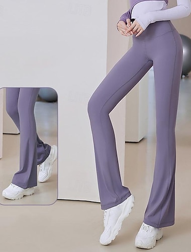  Per donna Pantaloni da yoga Gamba svasata Fascia Elastica Vita Alta Pilates Allenamento in Palestra Allenamento Collant Tinta unica Grigio scuro Nero Blu Gli sport Abbigliamento sportivo Elasticizzato