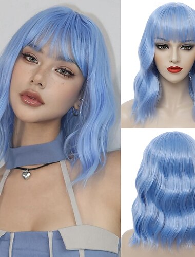  koningsdag pruiken korte bob pruik met pony voor vrouwen losse golvende pruik krullend golvend schouderlengte synthetische bob pruiken voor meisjes kostuum cosplay dagelijks gebruik