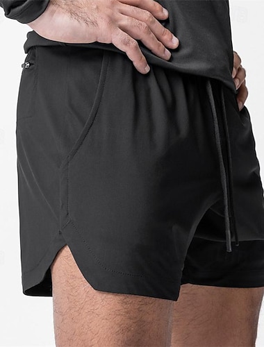  Hombre Pantalones Cortos Running Shorts de gimnasio Pantalones de chándal Bolsillo Correa Cintura elástica con forro de compresión Bermudas Exterior Deporte Deportivo Secado rápido Ligero Suave