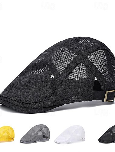  Per uomo Cappello basco Cappello Ascot Cappello da strillone Nero Bianco Fibra acrilica Retato Di tendenza Informale Strada Giornaliero Liscio Regolabile Crema solare Traspirante