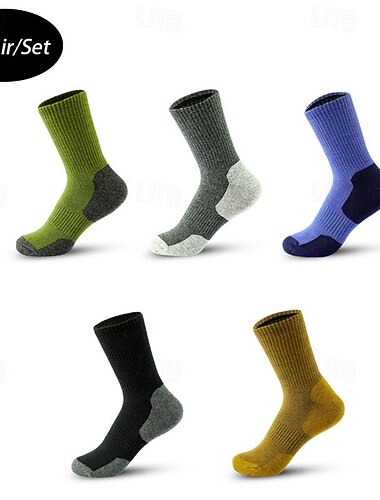  Per uomo 5 coppie Confezioni multiple Calzini Sportivi Calzini da corsa Calzini casual Nero Giallo Colore Color Block Sportivo Giornaliero Da mare Di base Medio spessore Estate Primavera Di tendenza