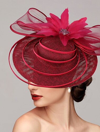  Fascinadores sombrero de plato de red boda carrera de caballos día de las damas copa de Melbourne con tocado de flores
