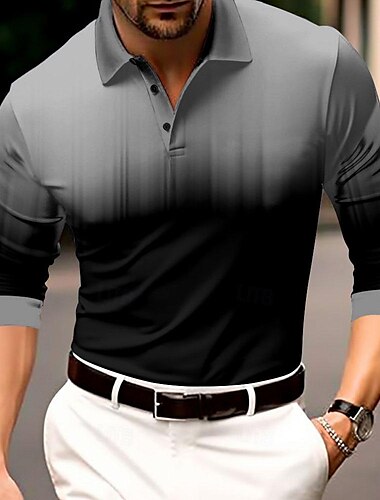  Bărbați Geometric Tricouri polo Cămașă de golf Manșon Lung Tricouri de polo Cămăși cu guler Îmbrăcăminte de Muncă Îmbrăcăminte formală Îmbrăcăminte de festival Nasturi Imprimare 3D Toamna iarna
