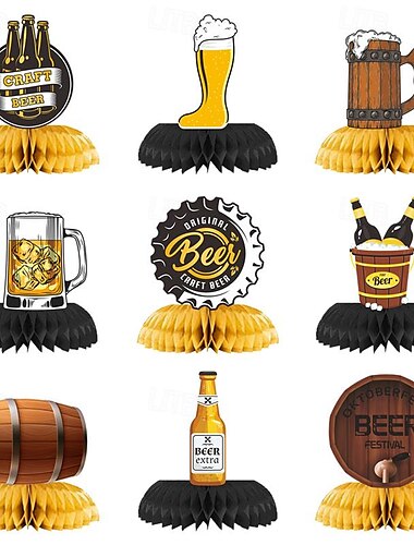  9 pièces centres de table en nid d'abeille oktoberfest décorations oktoberfest fournitures de fête festival de la bière allemande bavaroise décorations de fête oktoberfest toppers de table oktoberfest