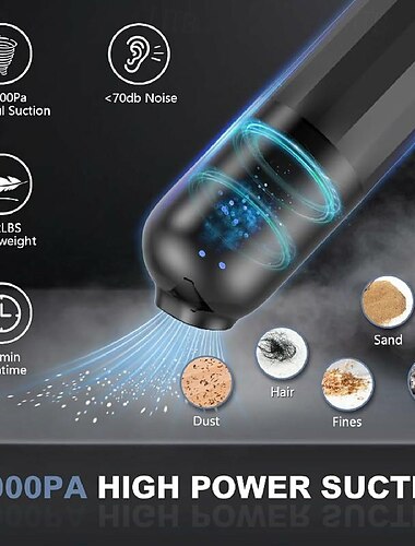  Aspiradora portátil de mano para coche, aspiradora compacta 4 en 1 para limpieza de coche, miniaspiradora eléctrica con 3 boquillas