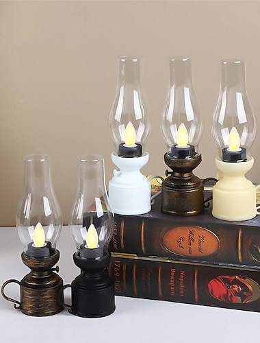  Luz de vela electrónica LED lámpara de queroseno retro simulación adorno nostálgico sensación atmosférica pequeña luz nocturna candelabro decoración fiesta atmósfera luz 1 pieza