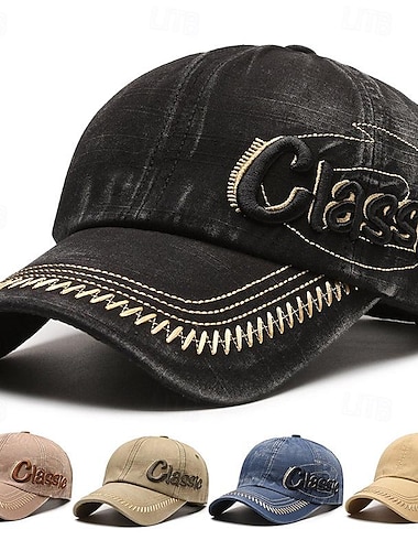  Herr Basebollkeps Solhatt Trucker Hat Svart Blå Bomull Broderad Mode Ledigt Gata Dagligen Bokstav Justerbara Solskyddskräm Andningsfunktion