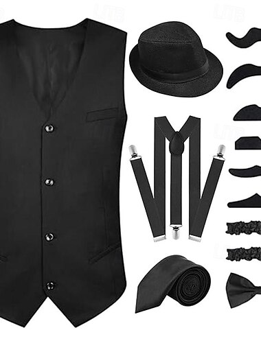 Retro Antiguo Rugido 20s 1920s Accesorios Chaleco Sombrero de panamá El gran Gatsby Caballero Hombre Moda Navidad Víspera de Todos los Santos Carnaval Fiesta de baile Festival Adulto Pañuelo Chalecos