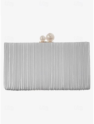  elegante Damen-Clutch mit Falten, Perlenverschluss und abnehmbarem Kettenriemen – ideal für Hochzeiten, Partys und formelle Anlässe