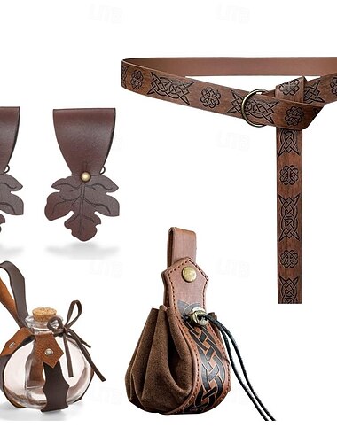  Medievale Cintura in Vita Set di accessori Vichingo Costume Unisex Celtico Vichingo Fantasia Halloween Carnevale Mascherata Performance Feste LARP Adulti Altri Accessori Cintura