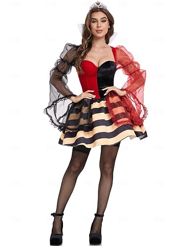  Hartenkoningin Rode koningin Jurken Cosplay kostuum Volwassenen Dames Cosplay Prestatie Feest Carnaval Mardi Gras Makkelijk carnavalskostuum