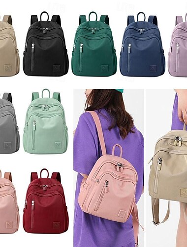  Sac à dos léger en nylon pour femme – Sac de voyage décontracté résistant à l'eau avec plusieurs poches, sac à dos élégant pour le travail, l'école et l'extérieur