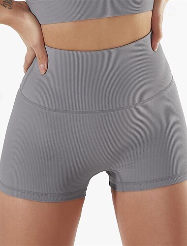  Damen Fitnessshorts Yogashorts Trainingsshorts Elastischer Bund Hohe Taille Yoga Fitnesstraining Pilates Shorts Schwarz Weiß Marinenblau Sport Sportkleidung Dehnbar Schlank