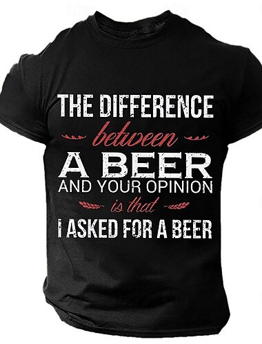  Per uomo Stampa Lettere Divertente Birra Maglietta Cotone Manica Corta Grafico Camicia Nero Verde militare Blu scuro Maglietta comoda Streetwear Sport all'Aperto Abbigliamento di stilista