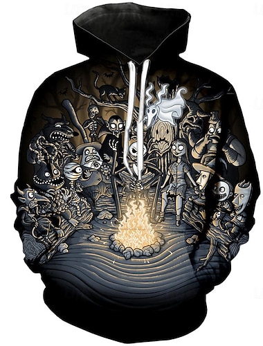  Jack Skellington Moletom Desenho Mangá Anime 3D Bolso frontal Arte Gráfica bolso canguru Para Casal Homens Mulheres Adulto Dia Das Bruxas Carnaval Baile de Máscaras Impressão 3D Casual / Diário