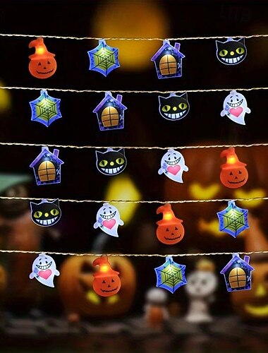  1st halloween lichtsnoer 2m10leds skelet pompoen witte spook spin lichtsnoer verlichte spoken waterdichte buiten tuin patio guirlande lamp voor halloween festival sfeer licht feest decor
