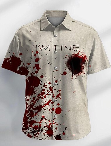  Informale Scuro Per uomo Camicia Camicia con bottoni Manica corta Da sera Giornaliero Per eventi Estate Collo ripiegabile Abbottonare Stampa 3D Sottile Rosso Poliestere